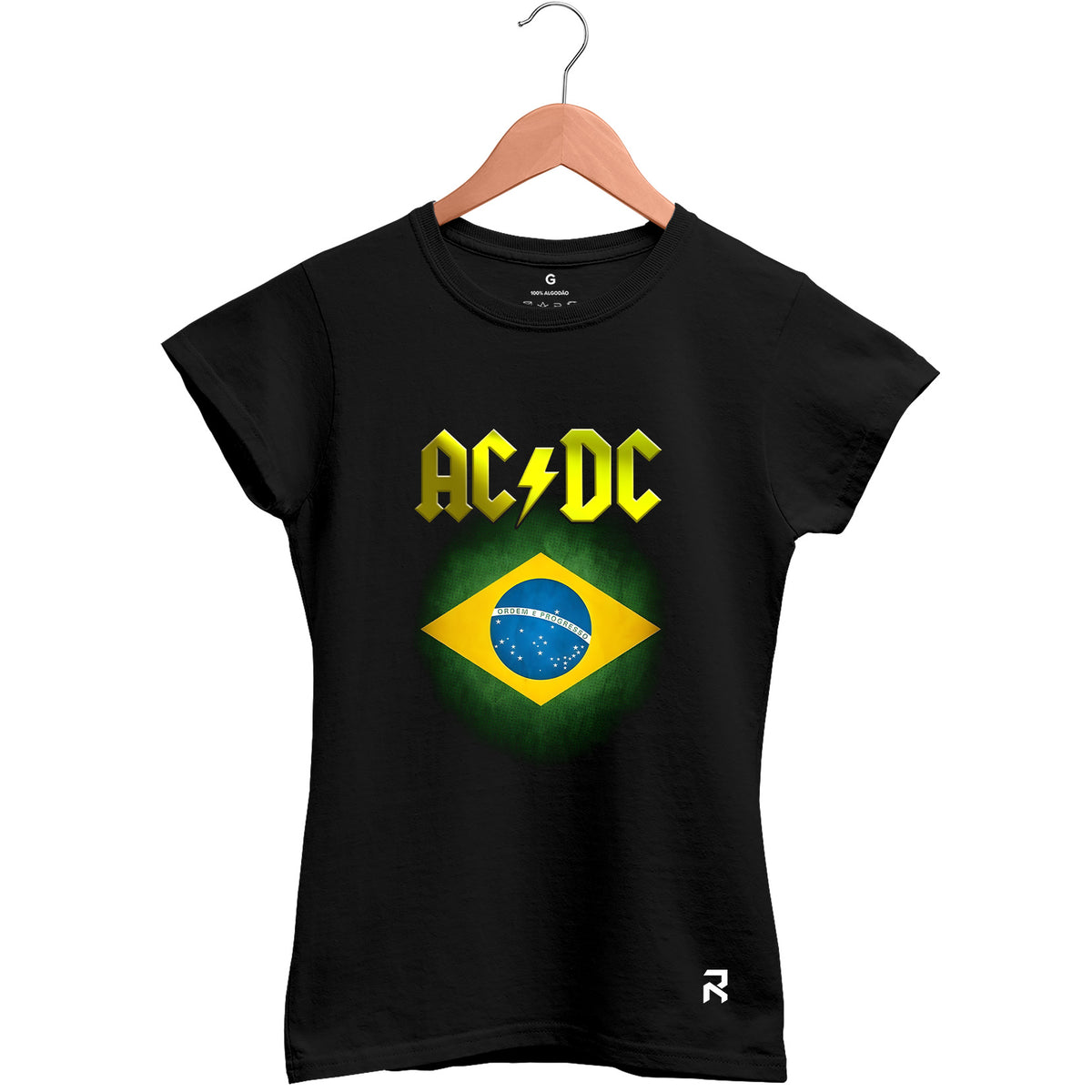 Camiseta Baby Look Feminina ACDC Bandeira