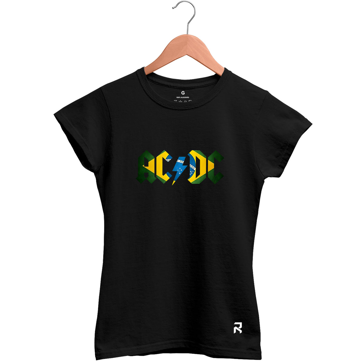 Camiseta Baby Look Feminina ACDC Brasil