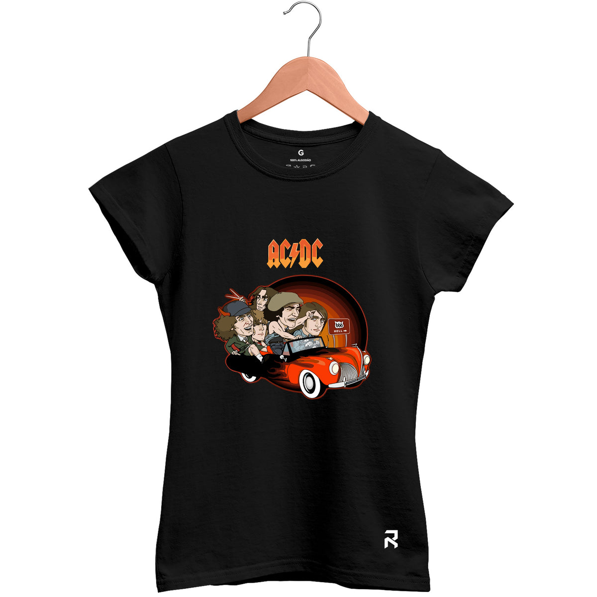 Camiseta Baby Look Feminina ACDC Carro