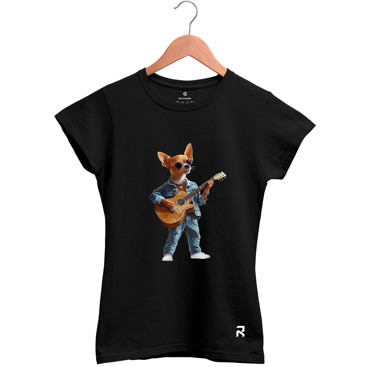 Camiseta Baby Look Feminina Cachorro Violão
