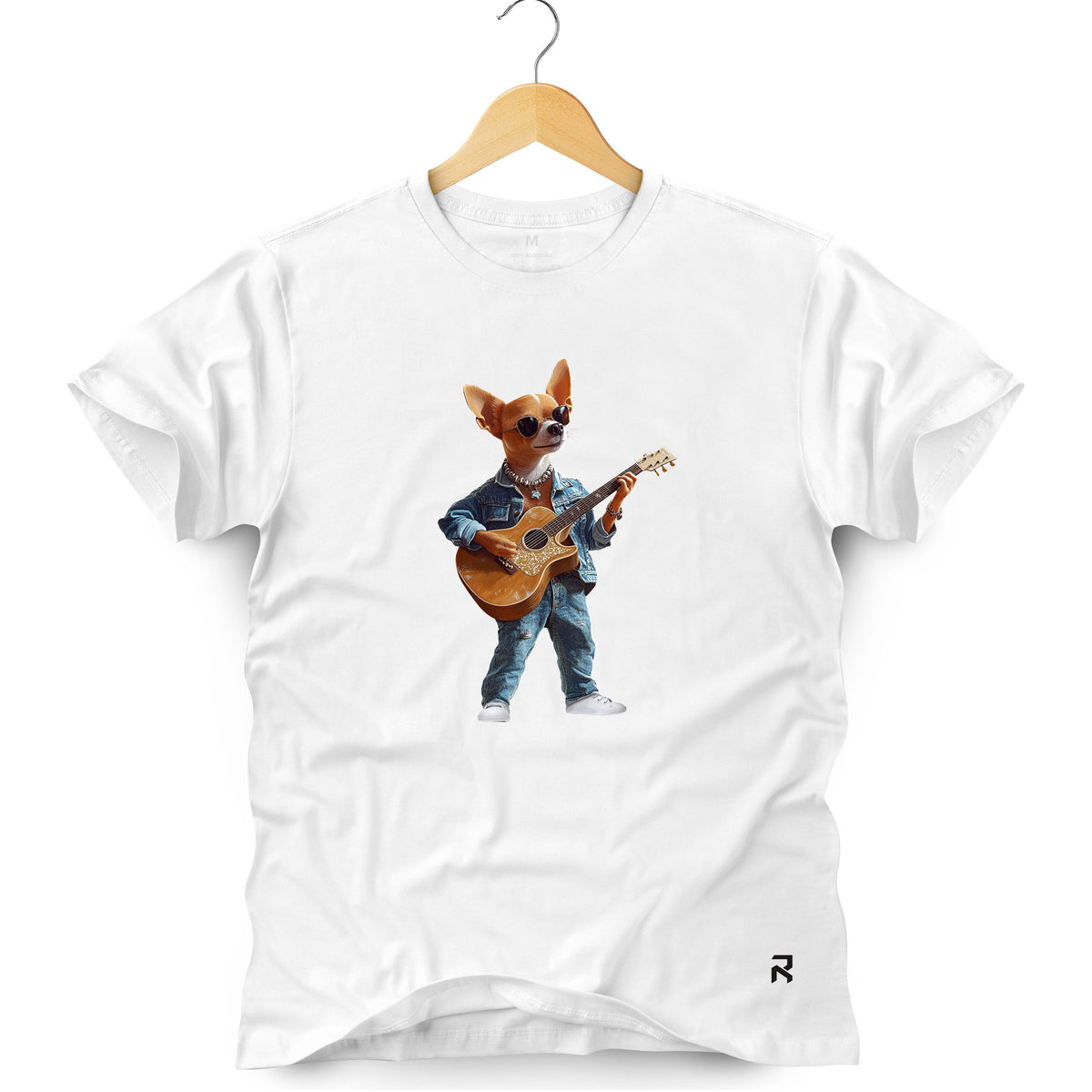 Camiseta Masculina Cachorro Violão