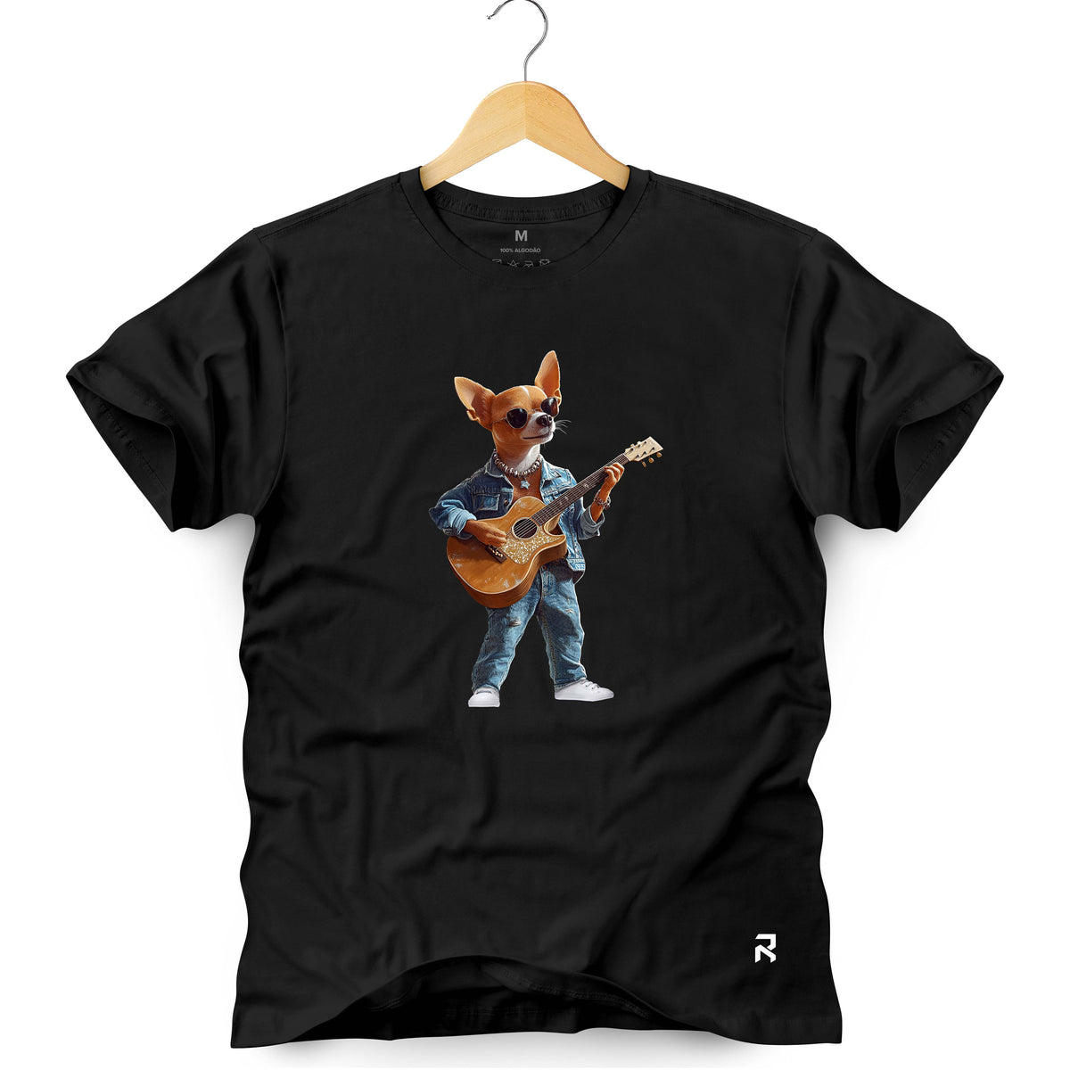 Camiseta Masculina Cachorro Violão