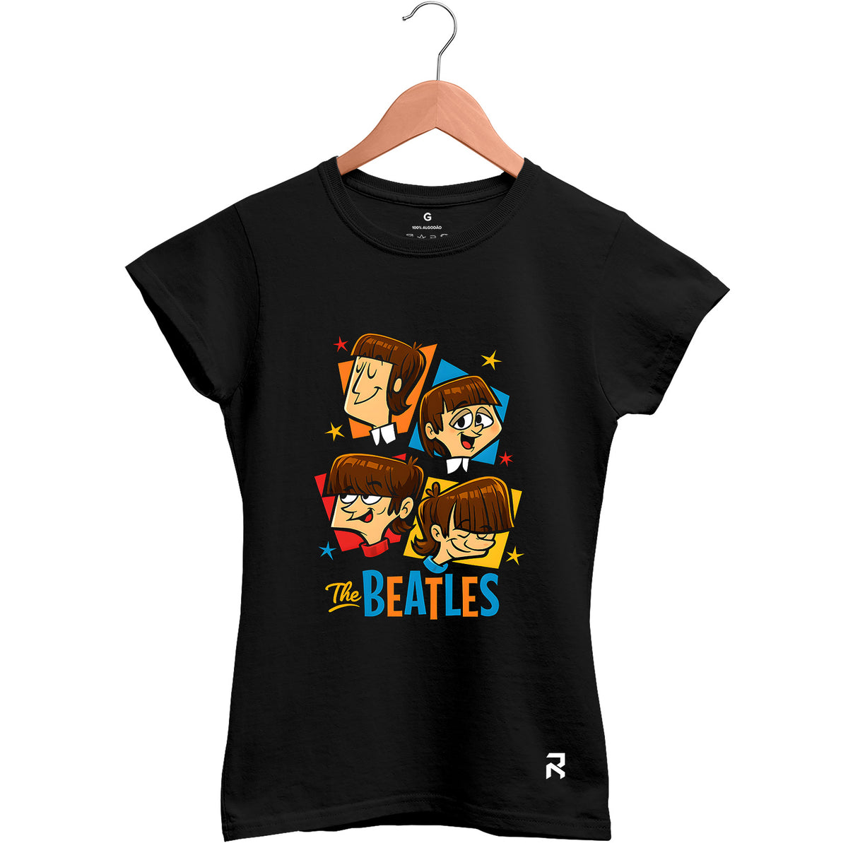 Camiseta Baby Look Feminina Cartoon Beatles