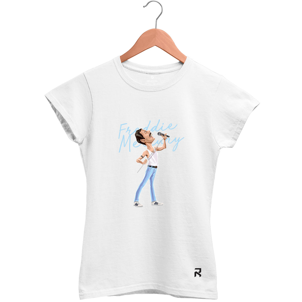 Camiseta Baby Look Feminina Cartoon Freddie Mercury