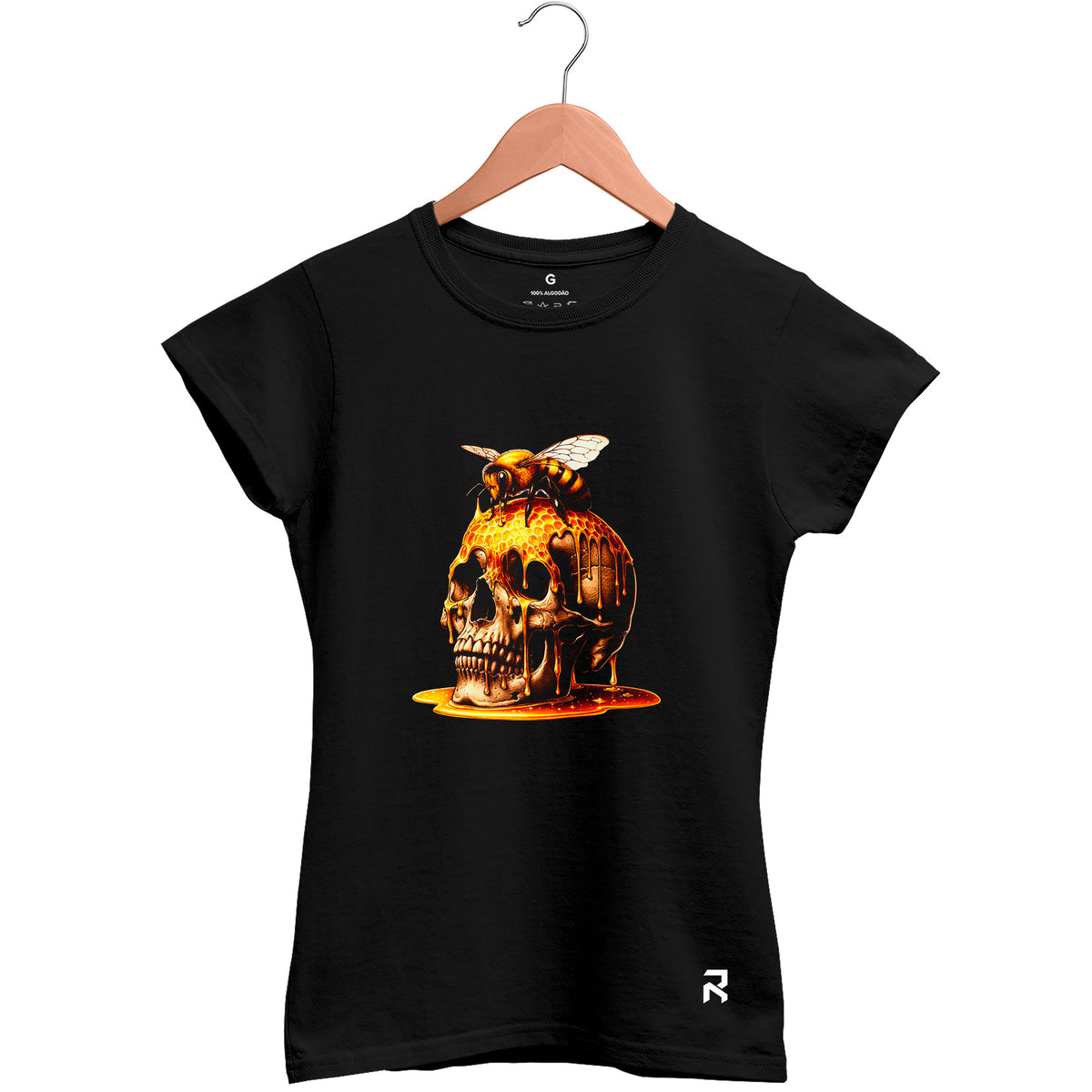 Camiseta Baby Look Feminina Caveira Mel