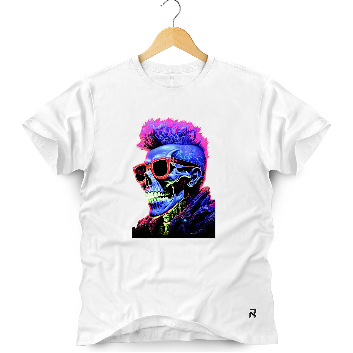 Camiseta Masculina Caveira Neon