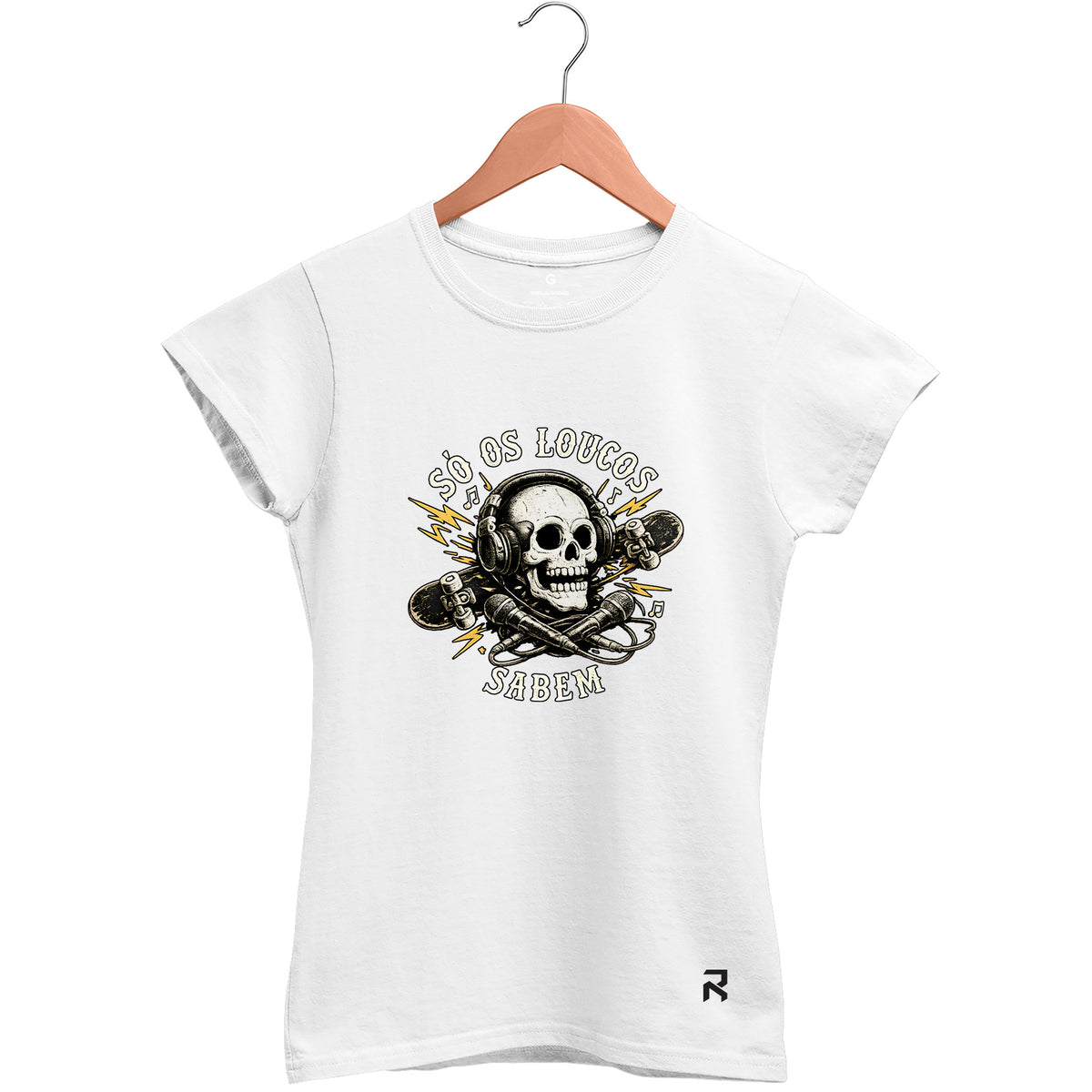 Camiseta Baby Look Feminina Caveira Só os Loucos Sabem