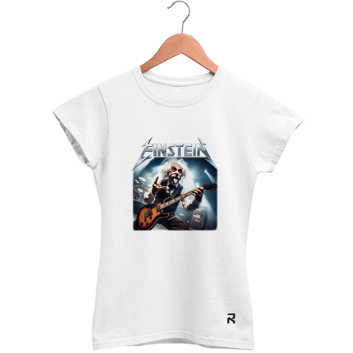 Camiseta Baby Look Feminina Einstein Guitarrista