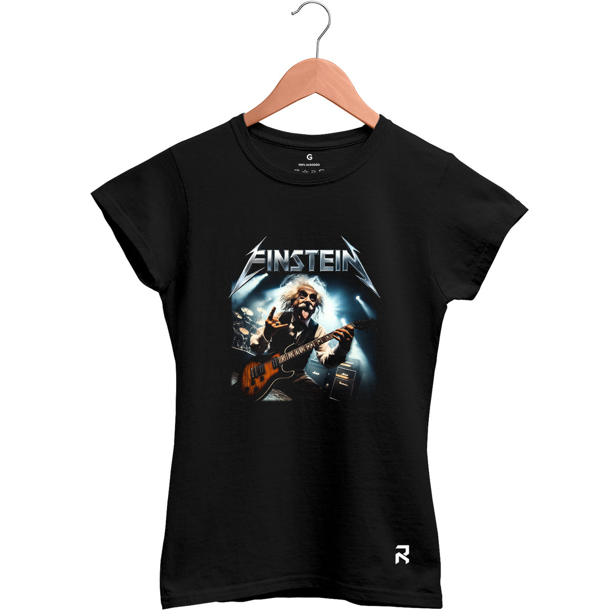 Camiseta Baby Look Feminina Einstein Guitarrista