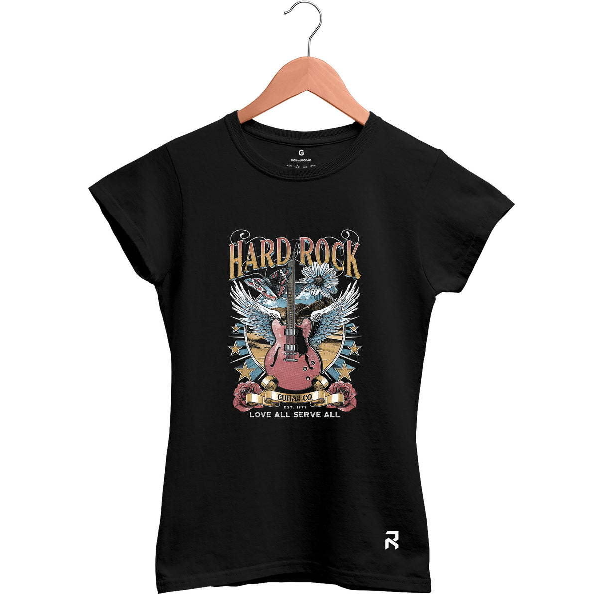 Camiseta Baby Look Feminina Hard Guitar