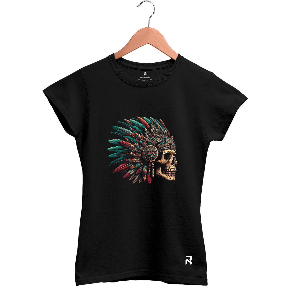 Camiseta Baby Look Feminina Indigena Caveira