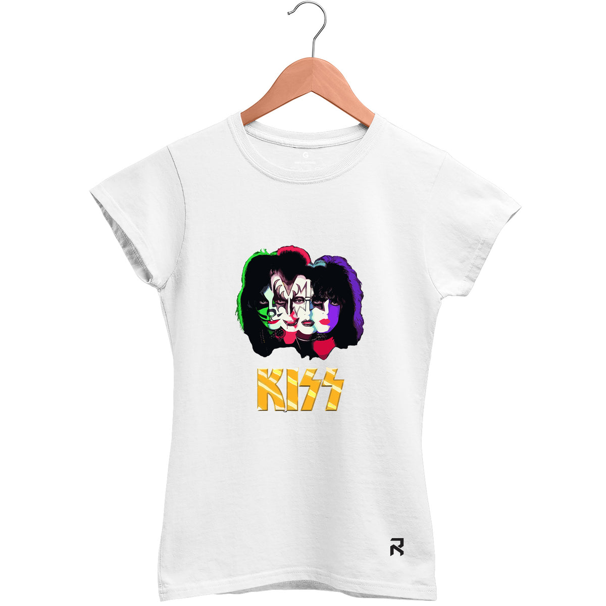 Camiseta Baby Look Feminina Kiss Rostos