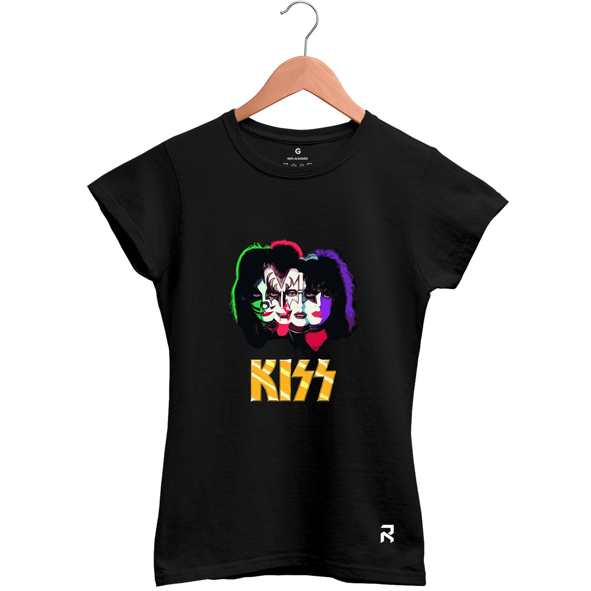 Camiseta Baby Look Feminina Kiss Rostos