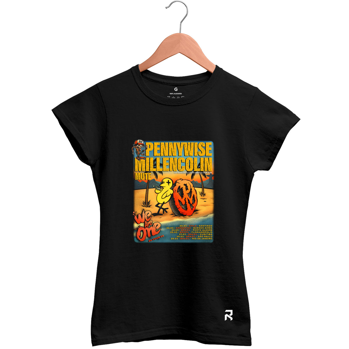 Camiseta Baby Look Feminina Tour Pennywise Millencolin
