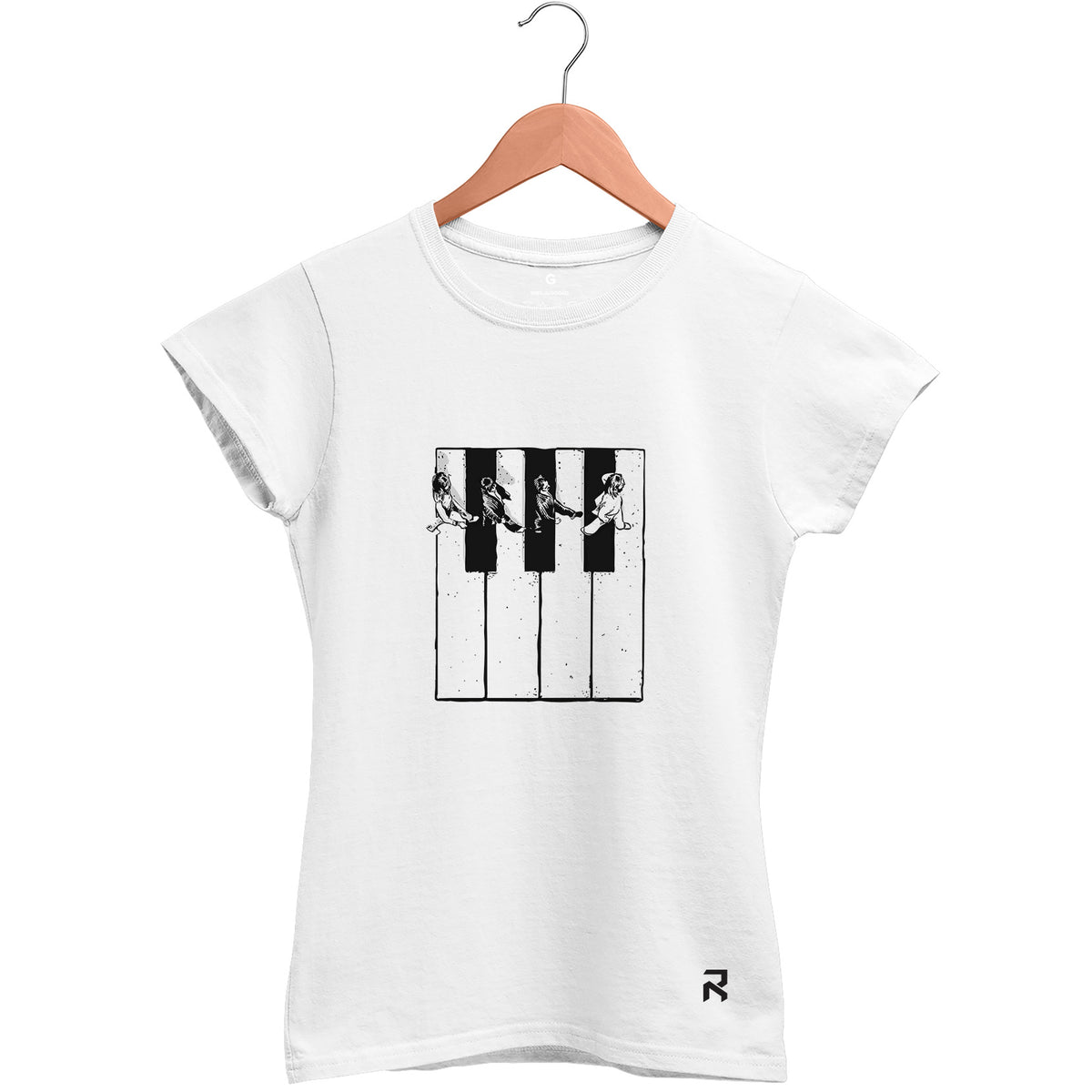 Camiseta Baby Look Feminina Teclado Beatles
