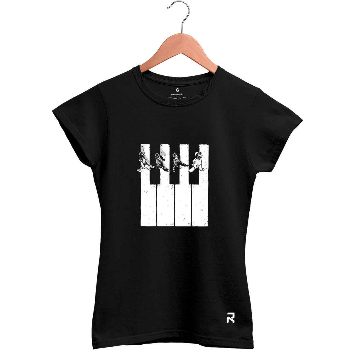 Camiseta Baby Look Feminina Teclado Beatles
