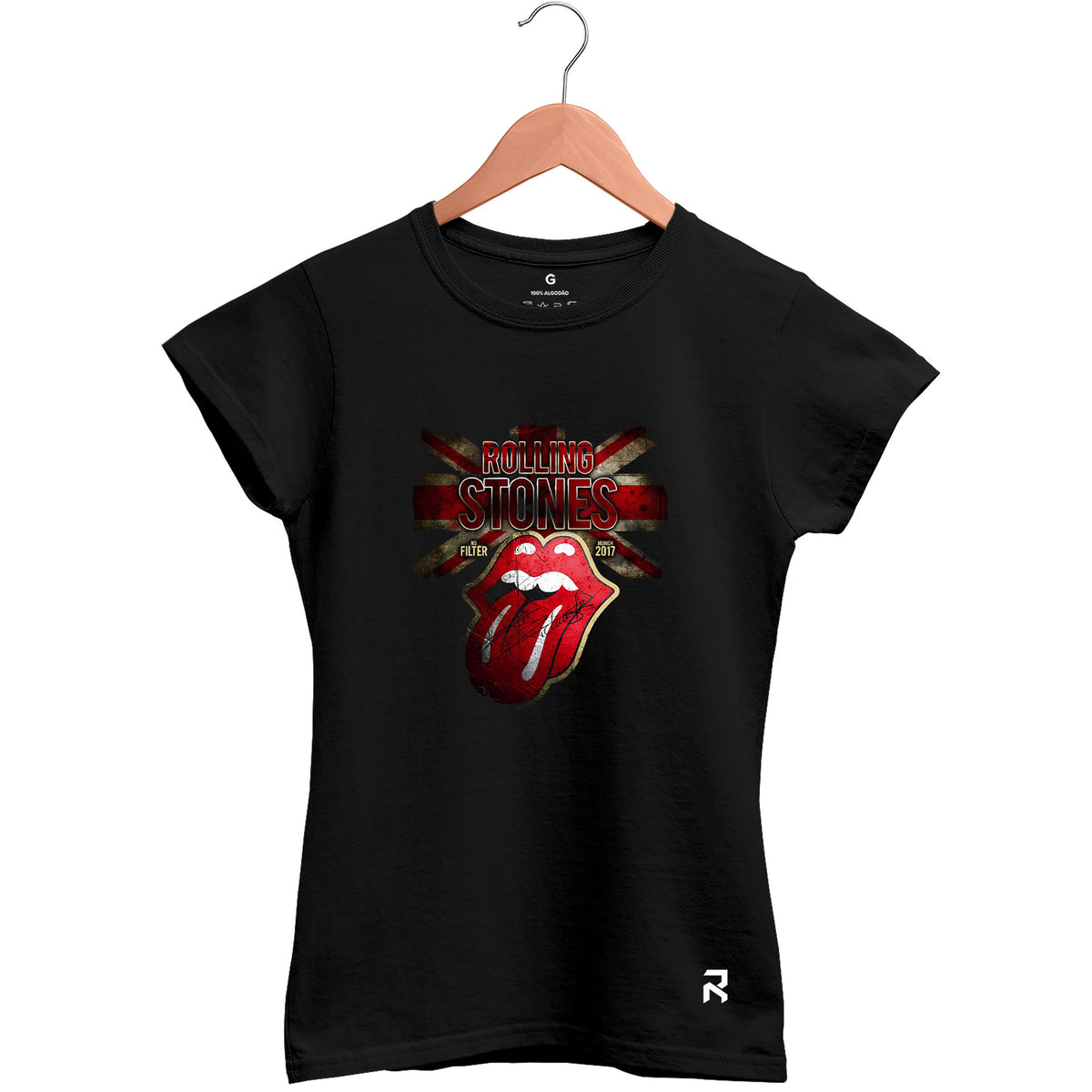 Camiseta Baby Look Feminina Bandeira Rolling Stones