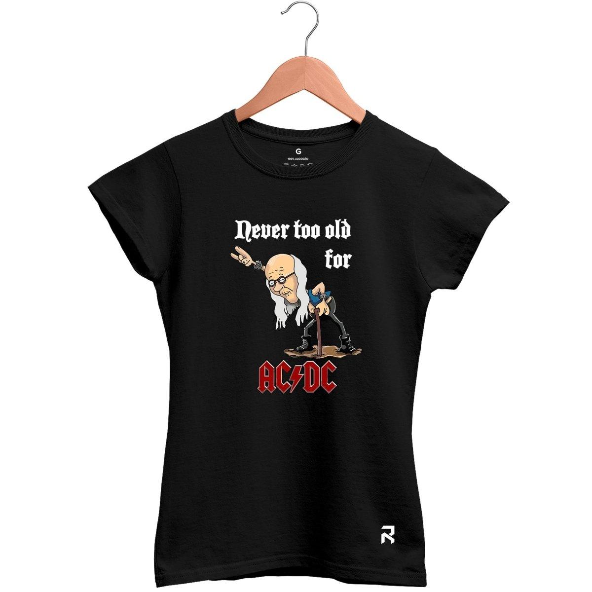 Camiseta Baby Look Feminina ACDC OLD - Clube Rock - P - Preta -