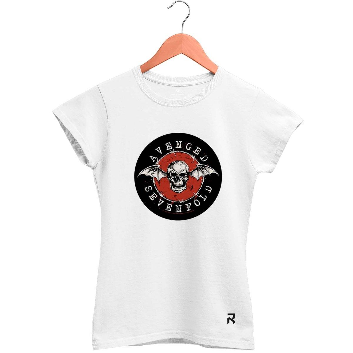 Camiseta Baby Look Feminina Avenged Caveira - Clube Rock - P - Branca -