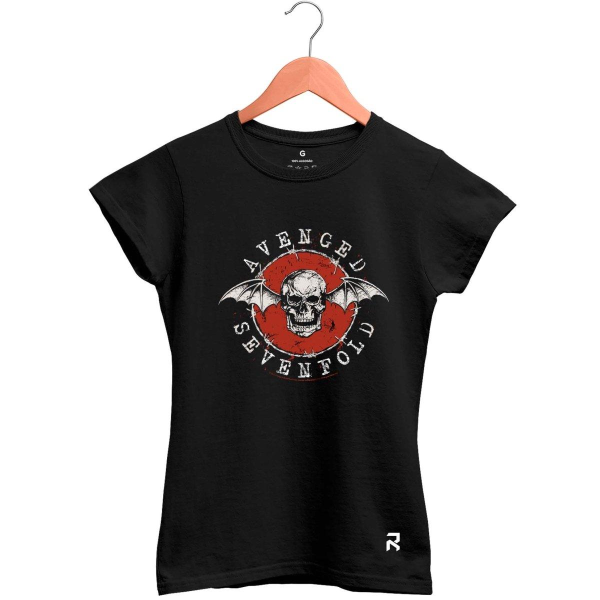 Camiseta Baby Look Feminina Avenged Caveira - Clube Rock - P - Preta -