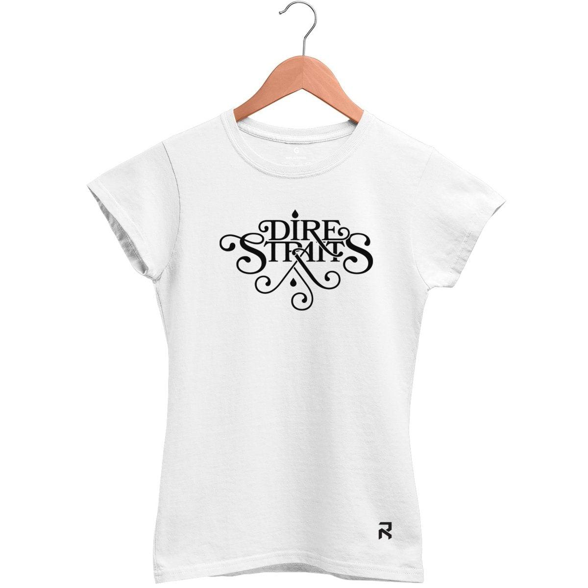 Camiseta Baby Look Feminina Dire Straits - Clube Rock - P - Branca -