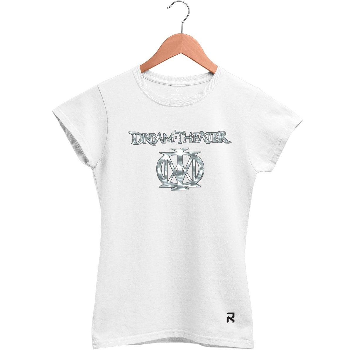 Camiseta Baby Look Feminina Dream Theater - Clube Rock - P - Branca -