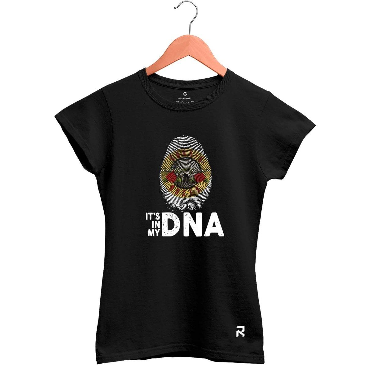 Camiseta Baby Look Feminina Guns DNA - Clube Rock - P - Preta -