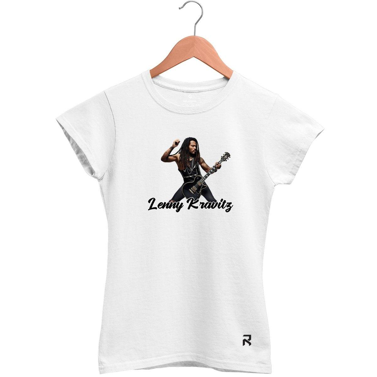 Camiseta Baby Look Feminina Lenny Kravitz - Les Paul - Clube Rock - P - Branca -