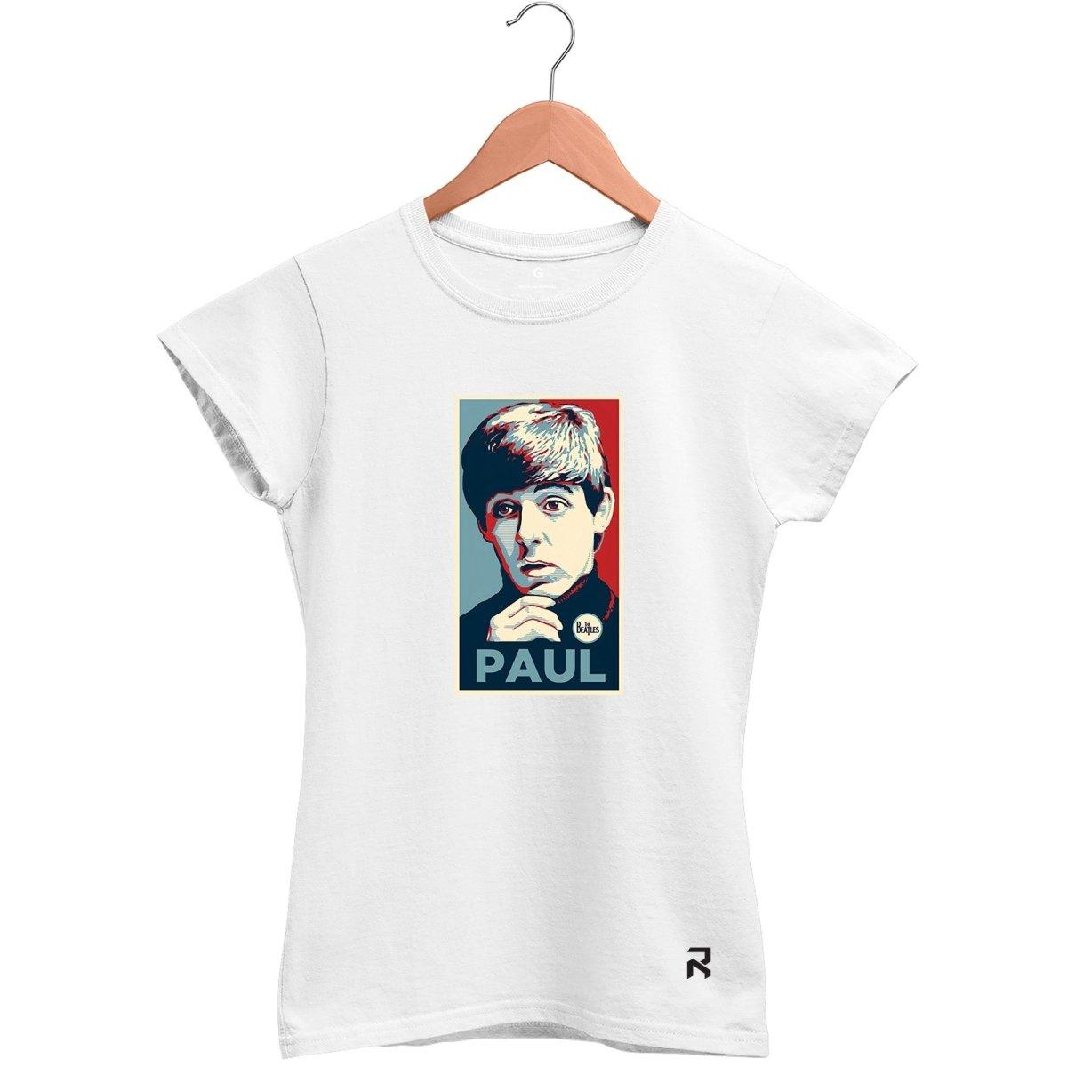 Camiseta Baby Look Feminina Paul McCartney - Beatles - Clube Rock - P - Branca -