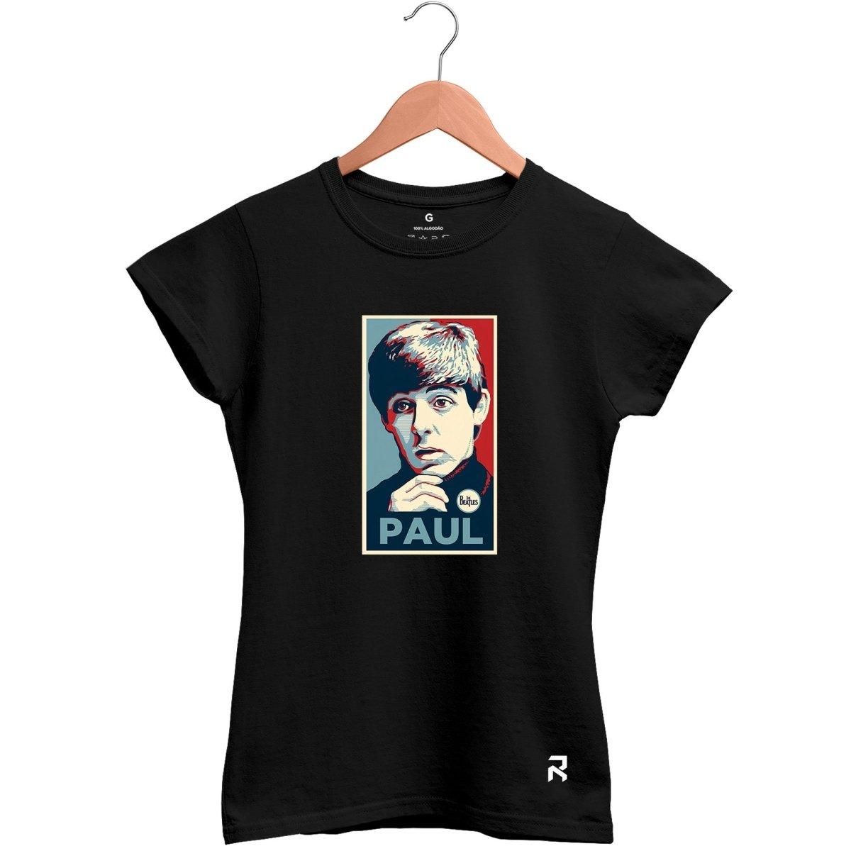 Camiseta Baby Look Feminina Paul McCartney - Beatles - Clube Rock - P - Preta -
