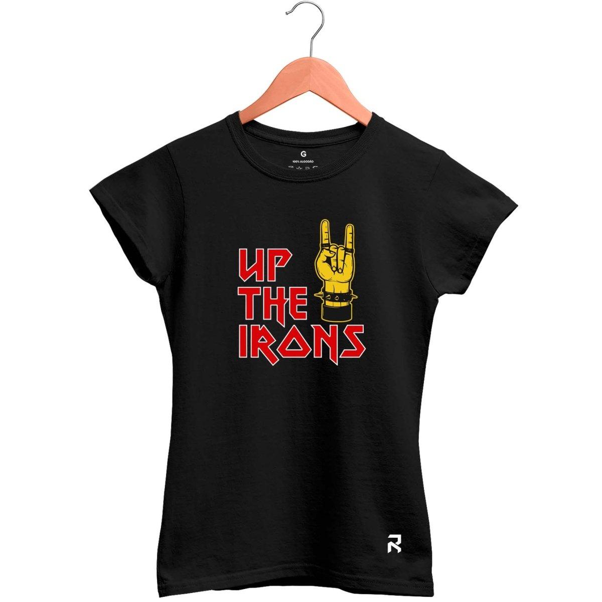 Camiseta Baby Look Feminina Up The Irons - Clube Rock - P - Preta -