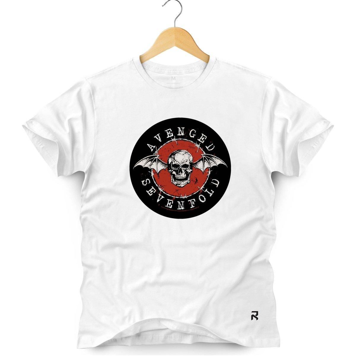 Camiseta Masculina Avenged Caveira - Clube Rock - P - Branca -