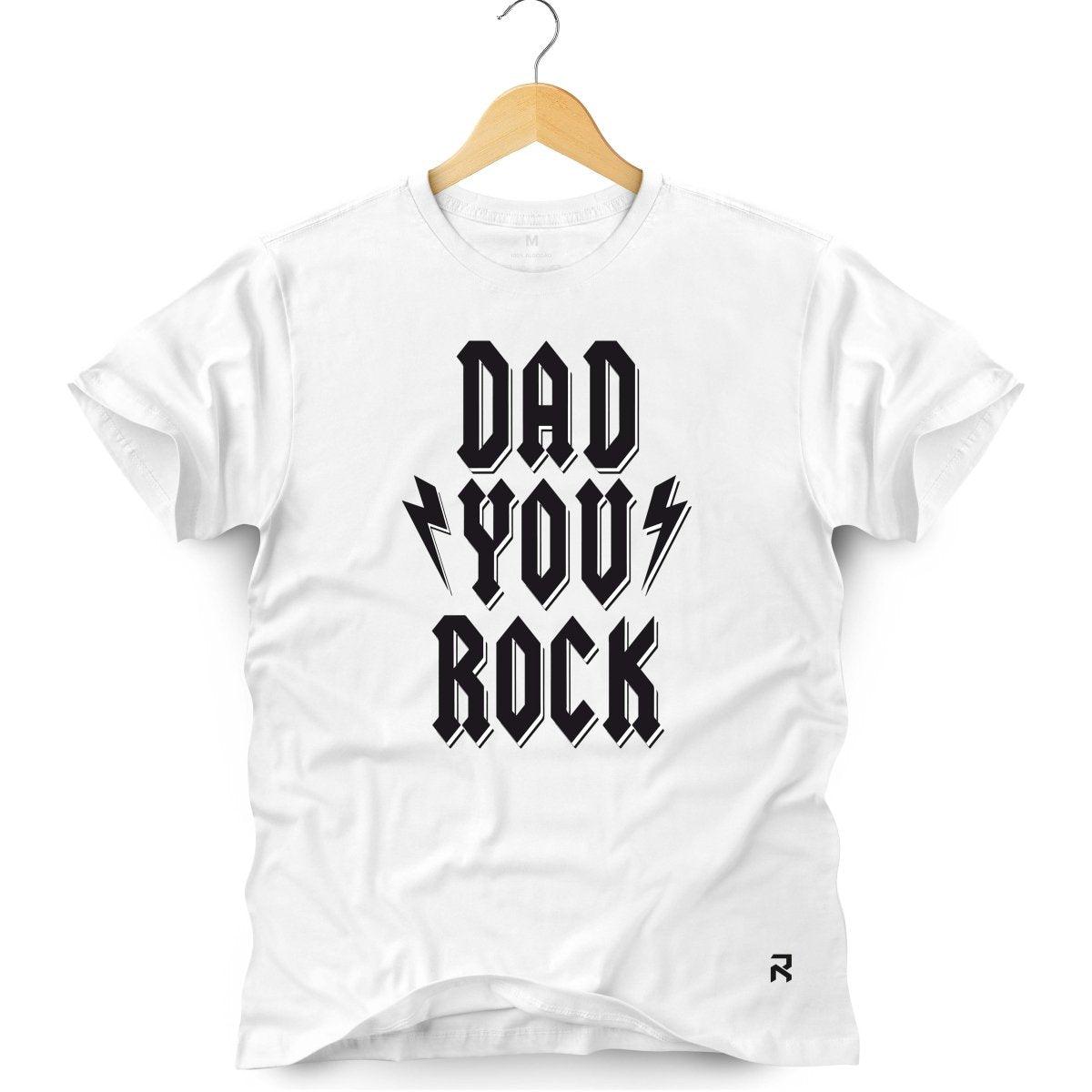 Camiseta Masculina Dad You Rock - Clube Rock - P - Branca -