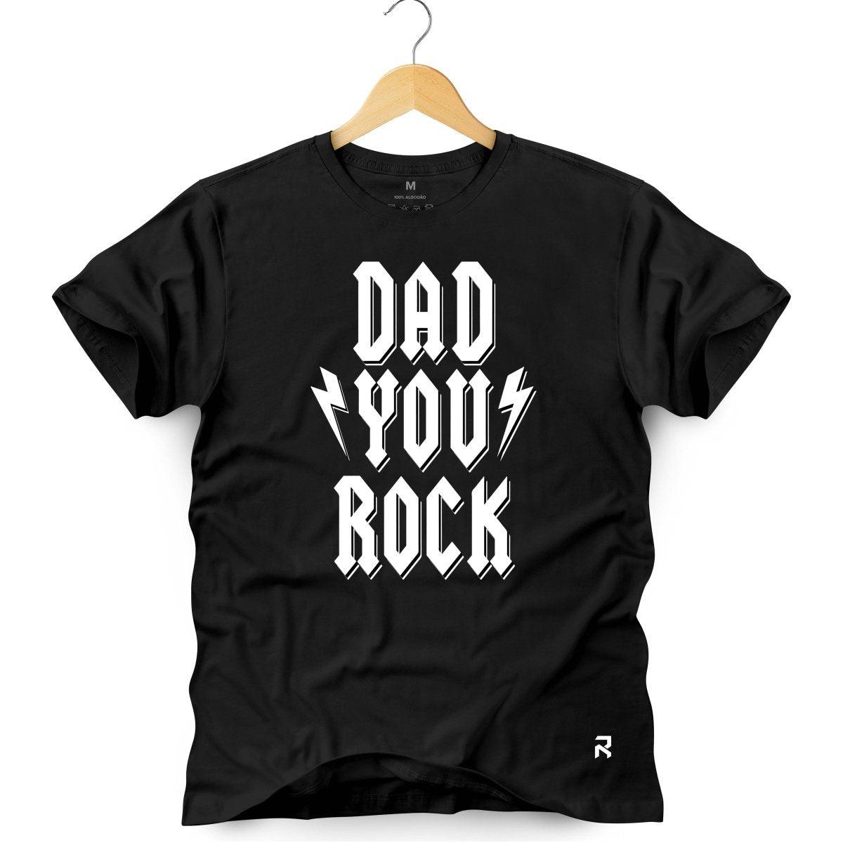 Camiseta Masculina Dad You Rock - Clube Rock - P - Preta -