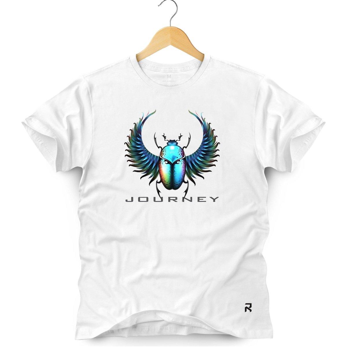 Camiseta Masculina Journey Escaravelho - Clube Rock - P - Branca -