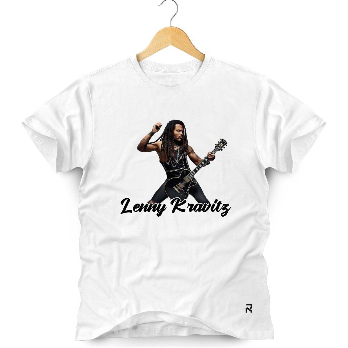 Camiseta Masculina Lenny Kravitz - Les Paul - Clube Rock - P - Branca -