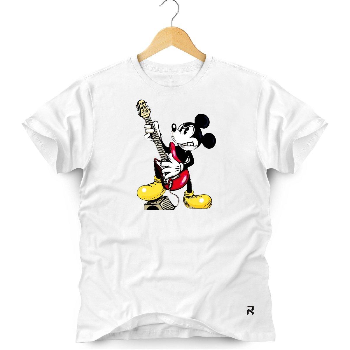 Camiseta Masculina Mouse Rock - Clube Rock - P - Branca -