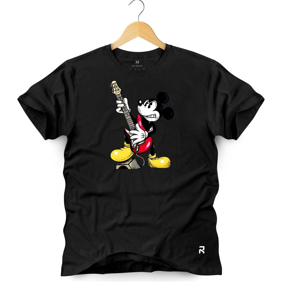 Camiseta Masculina Mouse Rock - Clube Rock - P - Preta -