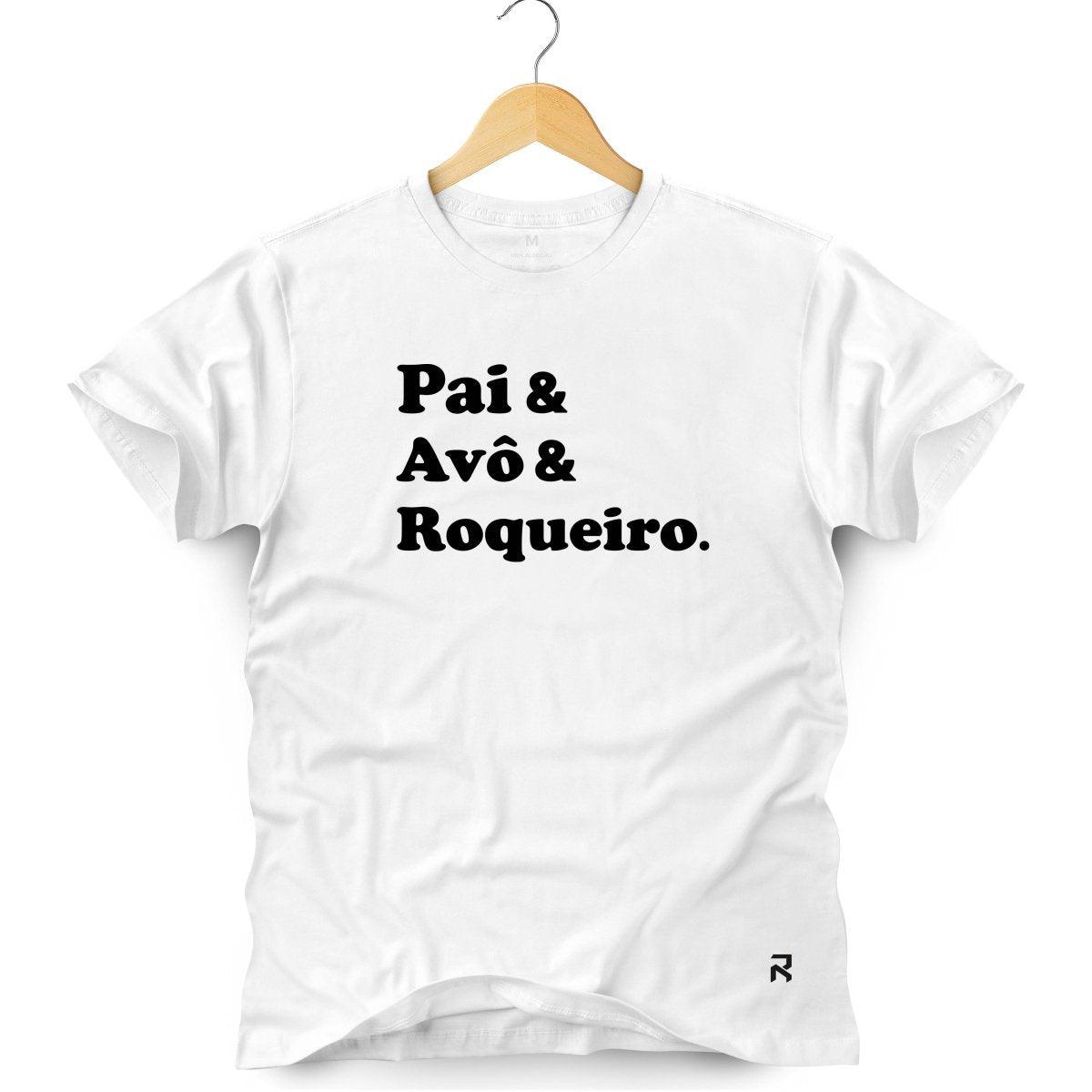Camiseta Masculina Pai Avo Roqueiro - Clube Rock - P - Branca -