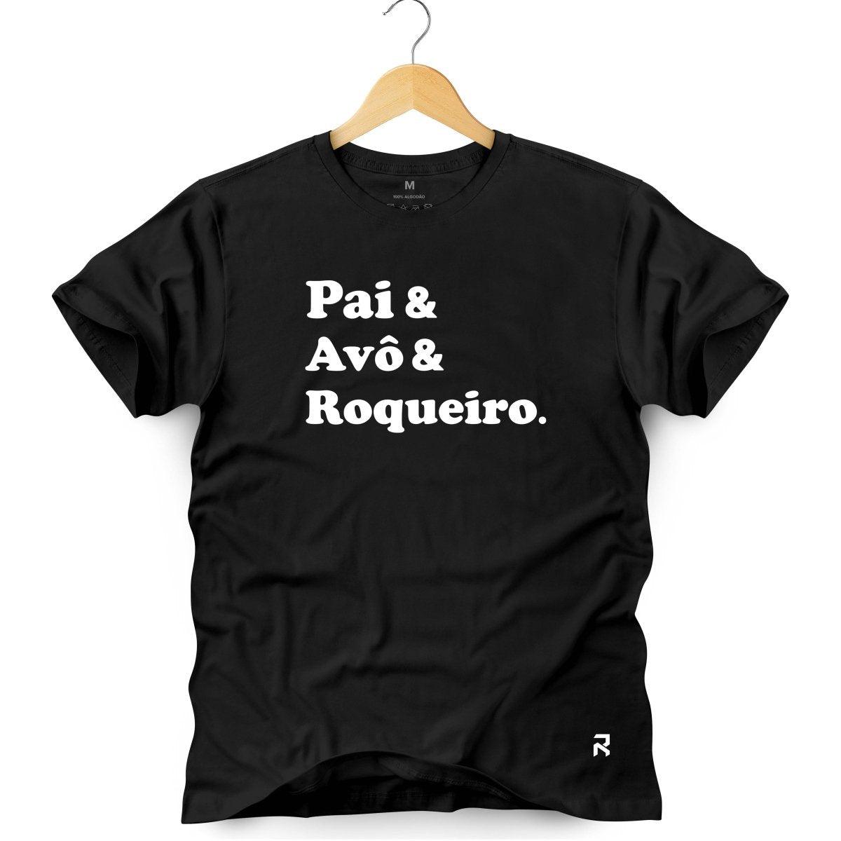 Camiseta Masculina Pai Avo Roqueiro - Clube Rock - P - Preta -