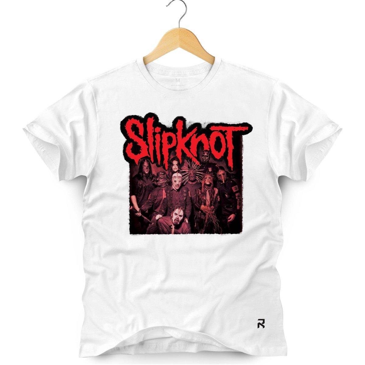 Camiseta Masculina Slipknot vermelha - Clube Rock - P - Branca -