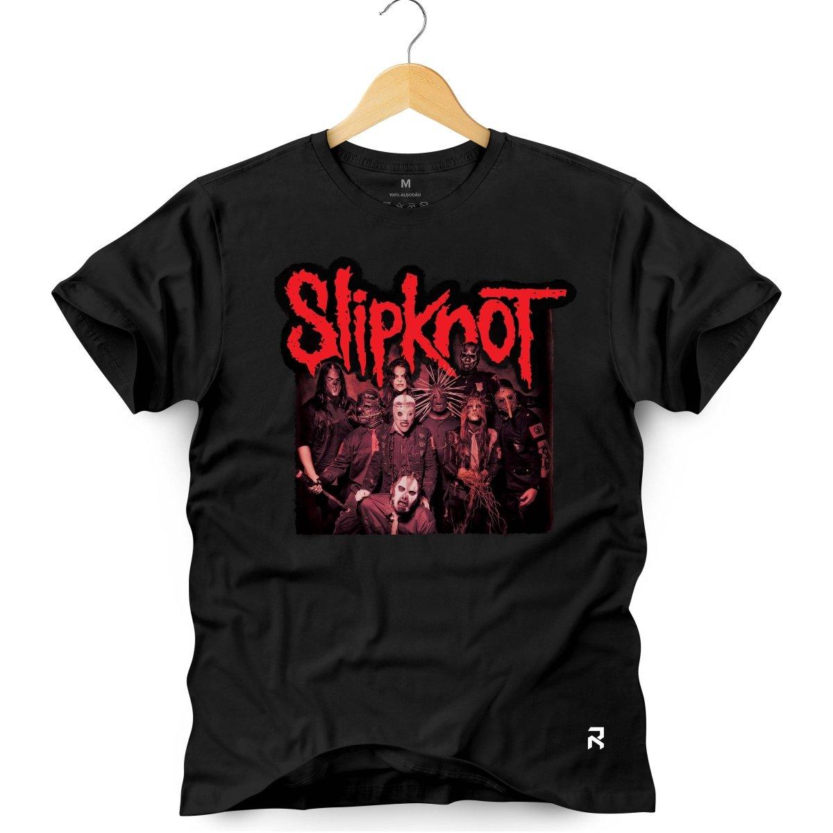 Camiseta Masculina Slipknot vermelha - Clube Rock - P - Preta -