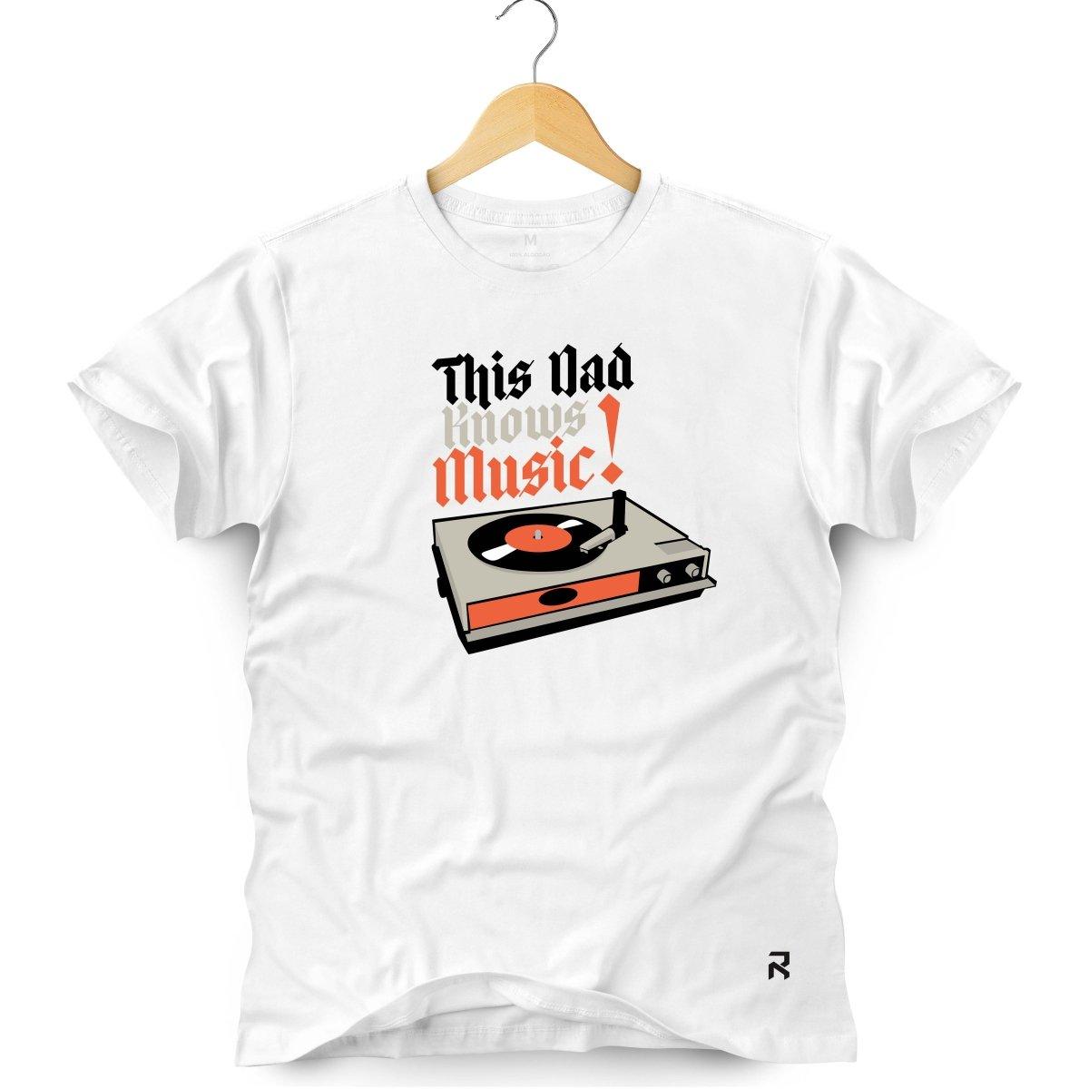 Camiseta Masculina This Dad Knows Music - Clube Rock - P - Branca -