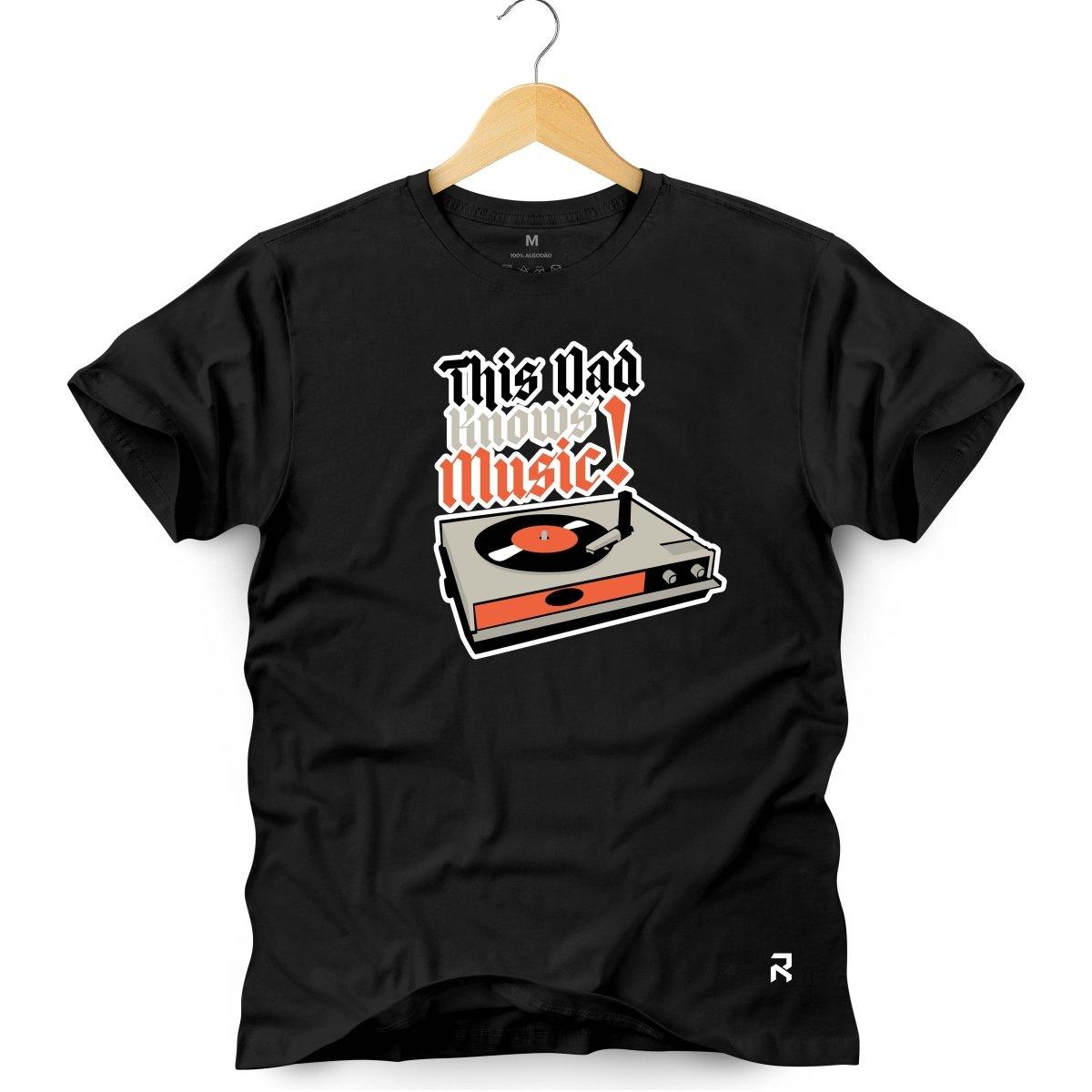 Camiseta Masculina This Dad Knows Music - Clube Rock - P - Preta -