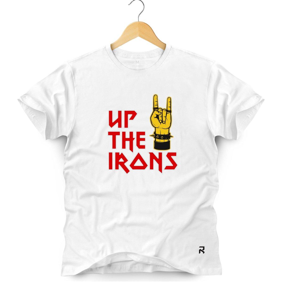 Camiseta Masculina Up The Irons - Clube Rock - P - Branca -