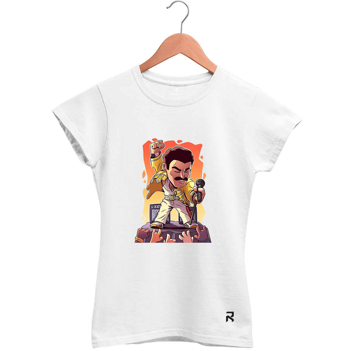 Camiseta Baby Look Feminina Caricatura Freddie Mercury