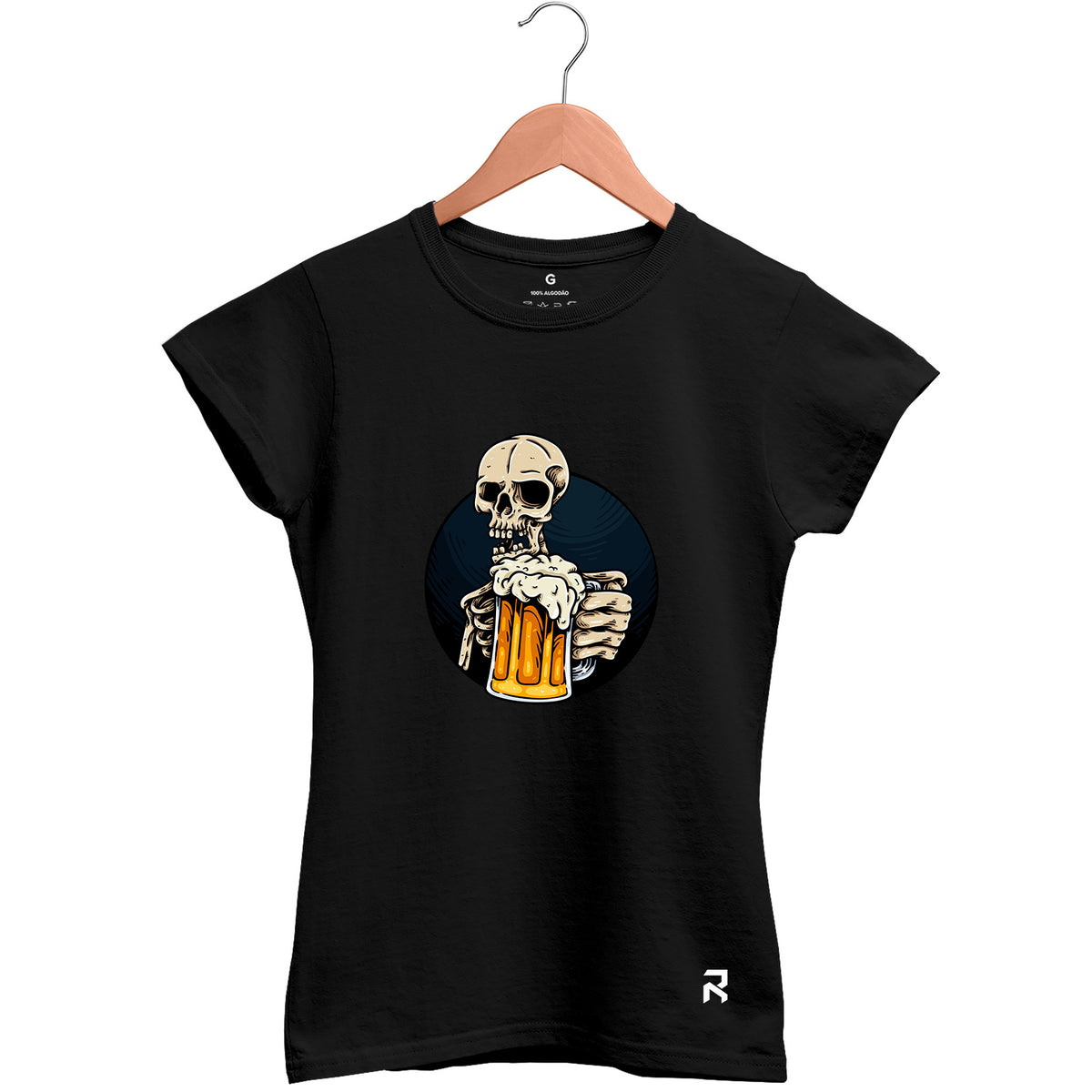 Camiseta Baby Look Feminina Caveira Chopp