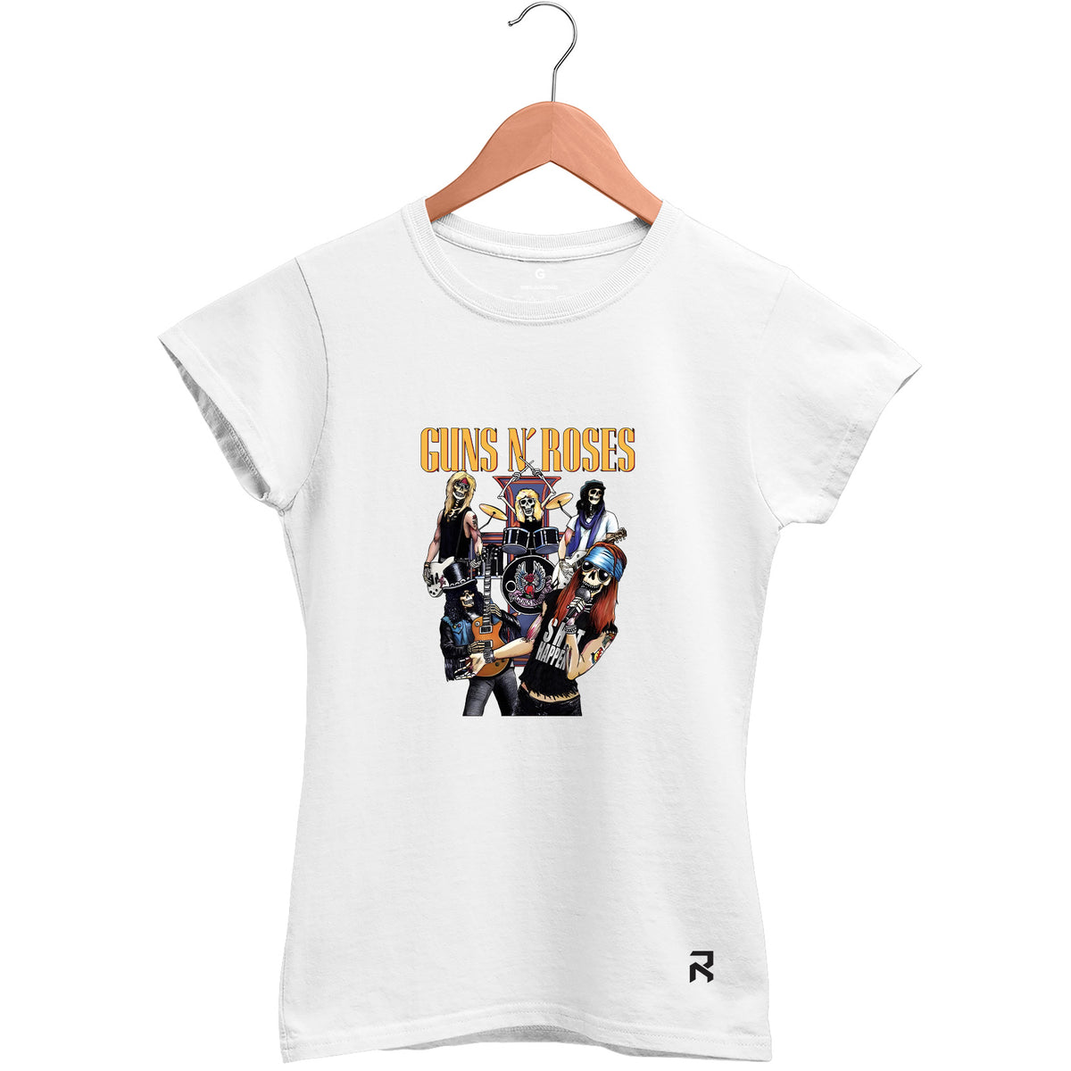 Camiseta Baby Look Feminina Esqueleto Guns