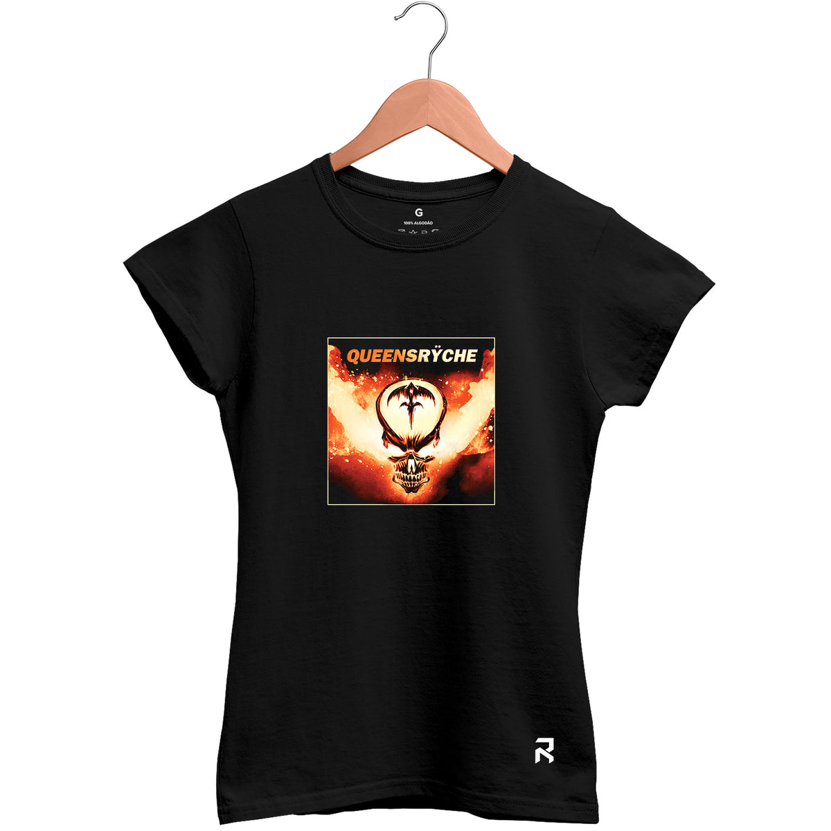 Camiseta Baby Look Feminina Caveira Queensryche