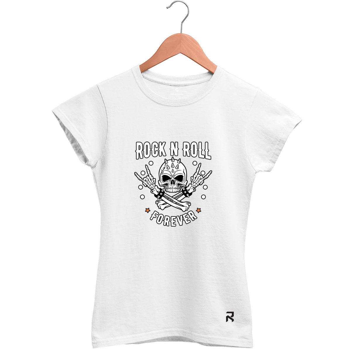Camiseta Baby Look Feminina Caveira Rock N Roll